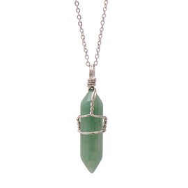 Paialco Hand Wired Natural Aventurine Crystal Point Healing Chakra Pendant Necklace