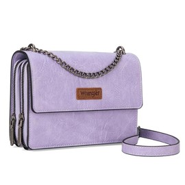 Wrangler Flap Crossbody Purse for Women Shoulder Bag Vintage Wallets with Chain:_Purple