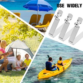 Kayak Paddle Spring Clip, Pack of 12 Kayak Paddle Push Snap Clips, Stainless Steel Push Button Clip, Kayak Paddle Spring Clips, Tent Pole Clips, Stainless Steel Kayak Paddle Snap Button Clip Stainless