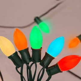 Vintage C9 LED Christmas Lights Outdoor, 25Ft C9 Multicolor Outdoor Christmas String Lights Waterproof with 26 Shatterproof LED Bulbs for Patio Garden Roofline Holiday Party Christmas Tree Decorations