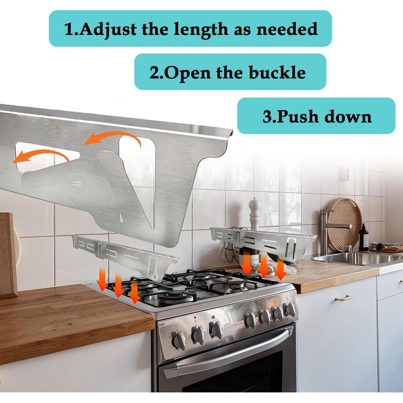 Vikarland Stainless Steel Stove Gap Covers Retractable Filler Guards Range