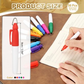 PATIKIL 50 Pcs Mini Permanent Markers with Clips Golf Ball Markers Pen Badge Ink Pens Golf Keychain Clips for Home Office Supplies Sports Outdoor Activities, Multicolor