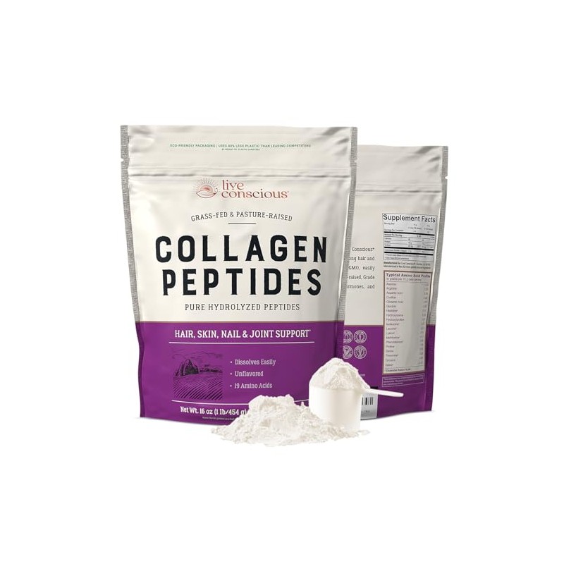 Live Conscious Péptidos Colágeno Polvo Hidrolizado Origen Natural Suplementos Tipo