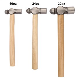 3 Packs Ball Peen Hammer Set, 16oz & 24oz & 32oz, Ball Pein Hammers with Forged Steel Head & Wood Handle, by GENHAKON.