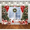 LYCGS 8X6ft Christmas Backdrop Christmas Window Backdrop for Photography Winter