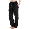 PajamaMania Women's Fleece Pajama Pants with Satin Drawstring, Solid Black,