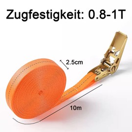 Pack of 2 10 m long lashing straps with ratchet lock, Basicon 800 kg ratchet straps, lashing straps, 25 mm wide with ratchet fastening straps, adjustable fastening straps for fixed load