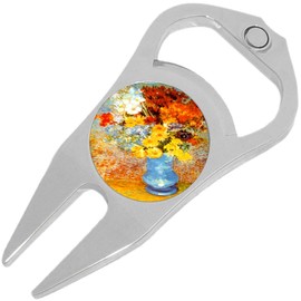 NewCharms Vase of Flowers Golf Ball Marker Divot Repair Tool Bottle Opener