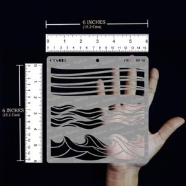 CrafTreat Reusable Wave Stencil for Painting - 6x6 Inches - DIY Art on Wood, Canvas, Paper, Fabric, Floor, Wall and Tile - Scene Nature
