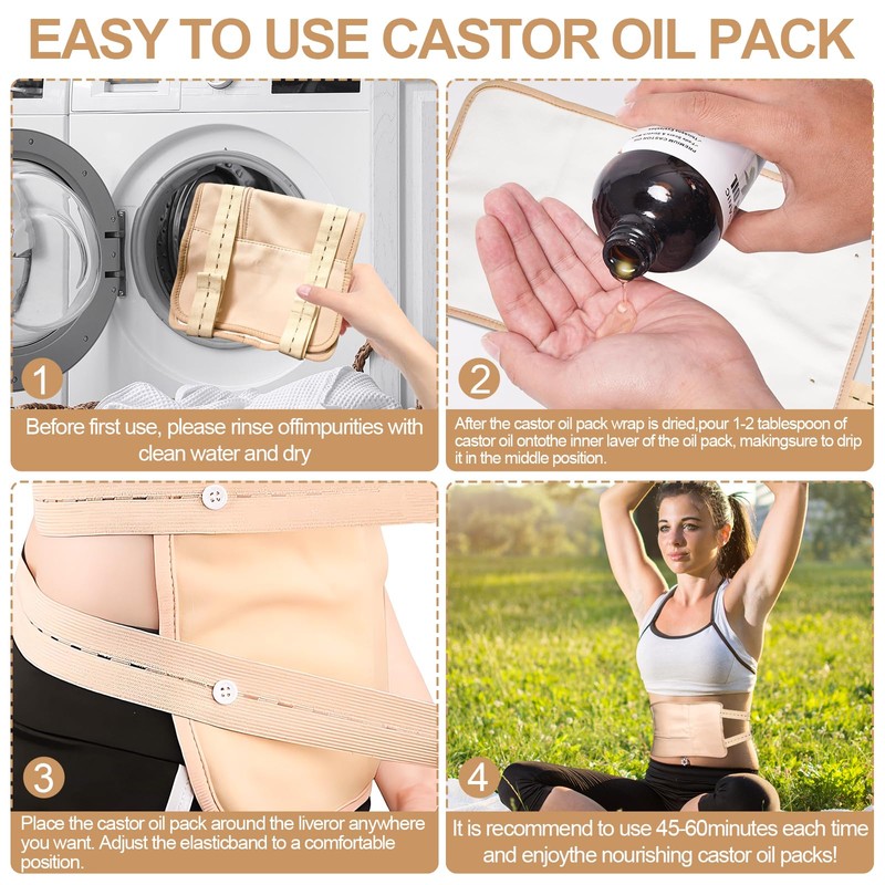 Castor Oil Pack - Reusable Wrap Adjustable Pack Wrap Kit