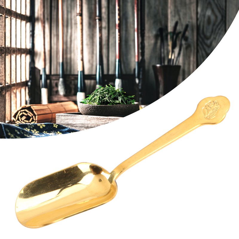 Brass Tea Spoons Long Handle Thicken Toads Pattern Rust Resistant
