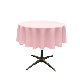 LA Linen Polyester Poplin Washable Round Tablecloth, Stain and Wrinkle Resistant Table Cover 58", Fabric Table Cloth for Dinning, Kitchen, Party, Holiday 58-Inch, Pink Light