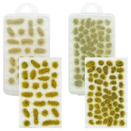 Attuslla 78 Static Grass Static 2 Size Static Grass Tuft Yellow Grass Tufts Miniature Shrubs Bushes for Miniature Tabletop Model Railway Off-Road Construction