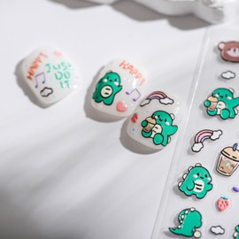 Dedyel 5D Embossed Cute Nail Art Stickers Cartoon Kawaii Design Anime Self Adhesive Nail Stickers for Women Kids Girls Nails Art Decorations