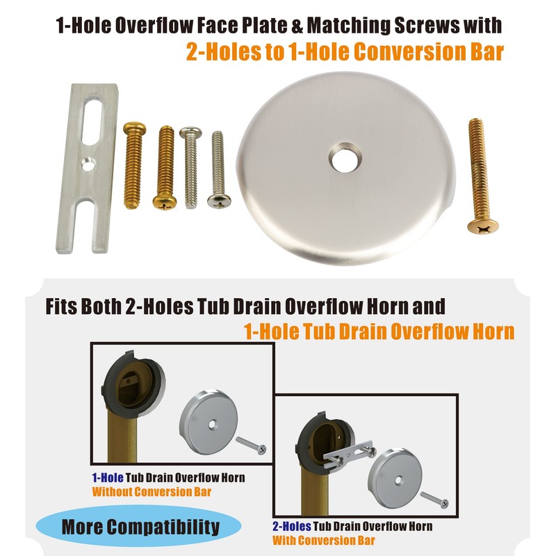 Artiwell Brushed Nickel Universal Tip Toe Tub Drain Conversion Kit