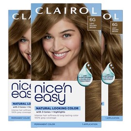Clairol Nice'N Easy Crème 6G Light Golden Brown (3 Kits)
