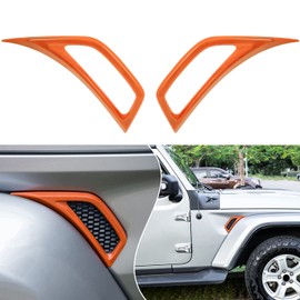 Bonbo 2PCS Exterior Accessories Wheel Eyebrow Side Air Conditioning Vent Outlet Cover Trim for Jeep Wrangler JL JLU Sports Sahara Freedom Rubicon Unlimited Gladiator JT 2018-2023 (Orange)