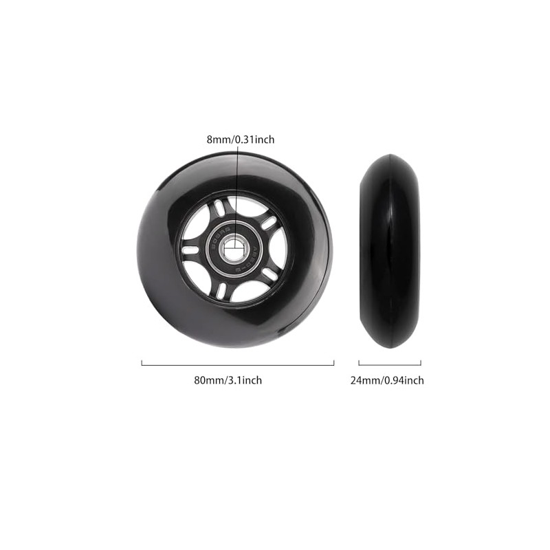 Fichanko Inline Skate Wheels, 72mm 76mm 80mm, 8 Pack with