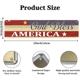 RESKEA God Bless America Sign Vintage Metal Tin Signs Man Cave Decor God Bless Sign Americana Outdoor Decor Gifts For Men God Bless Usa Signs American Flag Patriotic Wall Decor