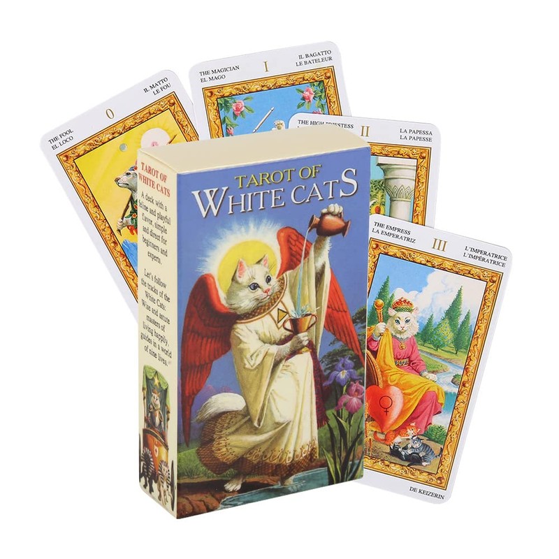 Formemory Tarot Cards Set of 78 White Cat Tarot Divination