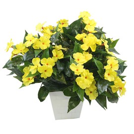 Lopkey 7 Branches Artificial Impatiens Bouquet Flower Patio Lawn Garden Wedding Photo Decor (2Pcs),Yellow