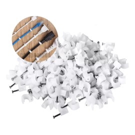 Conejo Moda Kit Grapa Para Cable Clips Acero Redondo 5mm Plástico Blanca