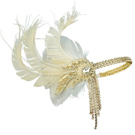 Cizoe 1920s Gatsby Accessories Set for Women Flapper Headband 20s Headpiece Necklace Gloves(ab4)