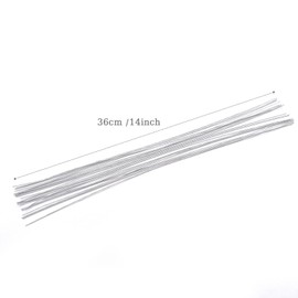 Cinvo Stem Wire Floral Paper Wrapped Wire 14 Inch 22 Gauge Wire for Flower Arrangements DIY Bouquet Handcrafts (100 Counts, White)