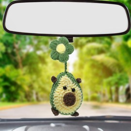Gabrella Car Rear View Mirror Hanging Accessories, Cute Car Accessories, Rear View Mirror Decoration Pendant Avocado Hand Knitted Pendant for Women, Crochet Ornament