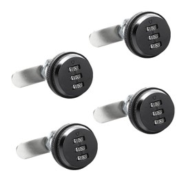 JMIATRY 4 Set Combination Cam Lock 1-1/8 Inch Cylinder Password Coded Lock Combi-Cam Lock for Cabinet Drawers Cam Lock Combination, Black
