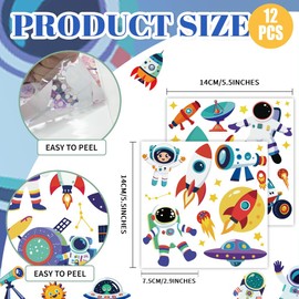 arricraft 12 Sheets Astronautic Decals for Crafts Planet Rub On Transfer Sticker PVC Decal for Rub On DIY Home Furniture Windows Wood 5.5 x 5.5 mm