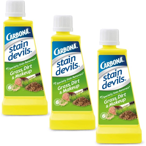 Carbona Stain Devils® #6 – Grass, Dirt & Make-Up | Professional Strength Laundry Stain Remover | Multi-Fabric Cleaner | Safe On Skin & Washable Fabrics | 1.7 Fl Oz, 3 Pack