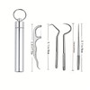 Stainless Steel Toothpick Set with Holder - Portable Teeth Cleaning
