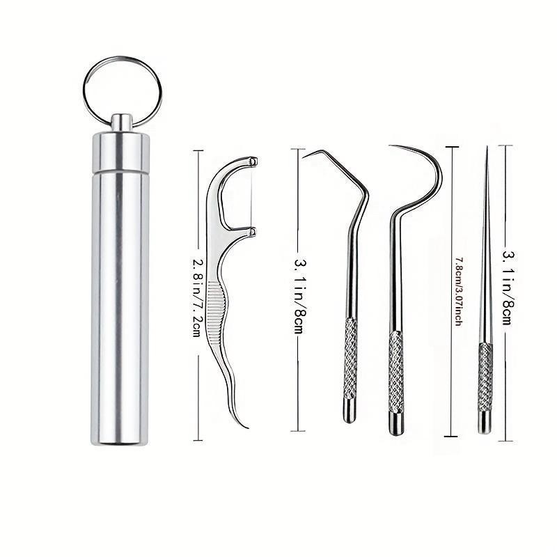 Stainless Steel Toothpick Set with Holder - Portable Teeth Cleaning