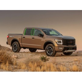 Rvinyl Pillar Post Pre Cut Window Trim Kits in Carbon Fiber 4D Black Compatible with Nissan Titan 2016-2023 Crew Cab - Adhesive Backs