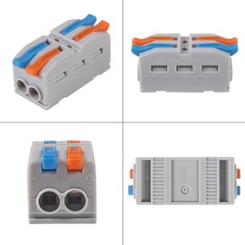 10Pcs 2 in 2 Lever Wire Connector Compact DIY Quick Connect Push-in Splitter Cable Splicing Butt Terminal Block Connectors Mini Electrical Wire Splice 2 in 2 Out