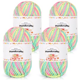 Aeelike 200 g (4 x 50 g) Colour Gradient Baby Wool for Crocheting, 5Ply Acrylic Cotton for Knitting, Cotton Yarn Wool Colourful Set for Beginners, Experienced Knitters, Pink Green