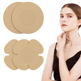 Disposable Sticky Nipple Covers, 40 Pcs Breast Covers Nipple Cover Pasties, Self-adhesive Thin Nipple Covers Stickers, Invisible Bra Pads for Women (20Pcs Petal+20Pcs Round) Beige