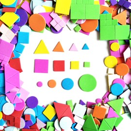 YFaith 1000 Stück Moosgummi Sticker, Geometrische Serie Aufkleber Set, Moosgummi-Aufkleber, für Kindererziehung, Basteln, Dekoration