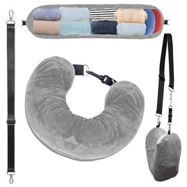 HSLXBY Fillable Neck Pillow, Portable Neck Pillow, Travel Neck Pillow, Aeroplane Neck Pillow, Suitable for Car Trips, Multifunctional U-Shaped Travel Neck Pillow (Grey, No Filler)