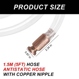 Gas Siphon Pump, 1/2" Copper Valve Safety Self Priming Tube, Multi-Purpose 5FT Shaker Siphon Hose, PVC Transparent Hand Pump, Fuel Transfer Pump for Gasoline, Oil, Diesel (1.5M)