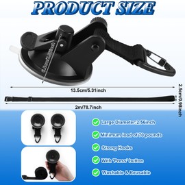 GliCraft 2 Sets Boat Tube Keeper 1-4 Riders Towable Tubes 7 ft Adjustable Straps with Quick Lock Buckles Suction Cup Hook Tow Ropes for Floating Boat Watersports Accessories