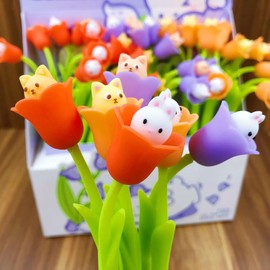 Cntqiang Creativity Plant Flowers Gel Pen Neutral Pens for School Writing Office Students Kids Stationery Party Decor Supplies (Circular flower)