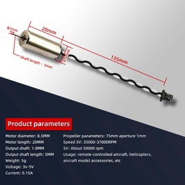 DaFuRui 8 Pack 8520 Motor 8.5x20mm Coreless Brushed Motor 3.7V 53000Rpm Mini DC Motors