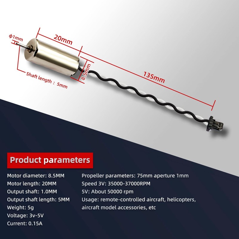 DaFuRui 8 Pack 8520 Motor 8.5x20mm Coreless Brushed Motor 3.7V