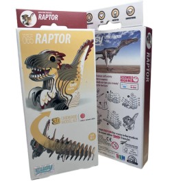 Eugy Raptor 3D Cardboard Model Kit New 005 Age 6+ Dinosaurs Velociraptor