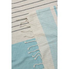 Tranquillo Peshtemal Hammam Towel Sauna Towel Bath Towel Beach Blanket Fitness Yoga Spa Stripes Light Blue 100 x 50 cm