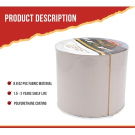 Mytee Products 8.8 oz Waterproof White Vinyl Tarp Repair Tape 4 Inch x 25 FT with Heavy Duty Adhesive Backing - Tarp Repair Kit