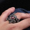 Ouroboros Snake Ring, Red Stone Snake Ring for Men, Coiled