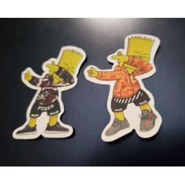 The Simpsons Bart Simpson Sticker Decal Vinyl Skateboard Lot Two Stickers White Pyrex 2" x 1"